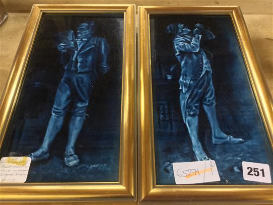 Pair of framed china plaques - Dickens characters